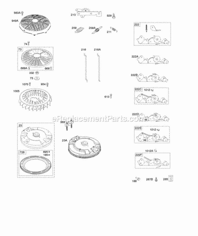 Controls Flywheel Governor Spring Ignition Diagram and Parts List for 445577-3035-G5  Briggs and Stratton Engine